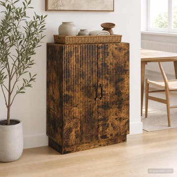vidaXL Dressoir Gerookt eiken 66 x 34,5 x 87 cm Bewerkt hout, Verzenden, Nieuw