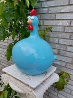 Beeld, funny blue balloon chicken - 40 cm - polyresin