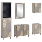 vidaXL Badkamerkast set met lade 5 pcs Grijs Massief Mango, Verzenden, Nieuw