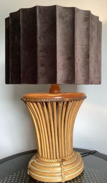 Tafellamp - Bamboe, Hout, Leder, Sisal - In de style G.