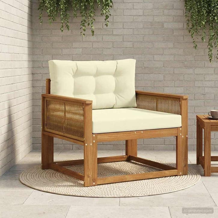 vidaXL Buiten Midden Sofa Massief Acacia Hout Naturel, Maison & Meubles, Canapés | Repose-pieds & Poufs, Envoi