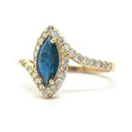 Ring - 14 karaat Geel goud - 1.27ct. tw. Saffier - Diamant
