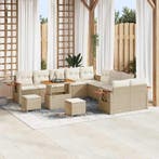vidaXL Tuinbank Set met kussen 17 pcs Beige en Crème poly, Tuin en Terras, Verzenden, Nieuw