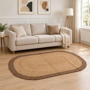 vidaXL Gebied Tapijt Grijs 122 x 183 cm Jute, Maison & Meubles, Verzenden