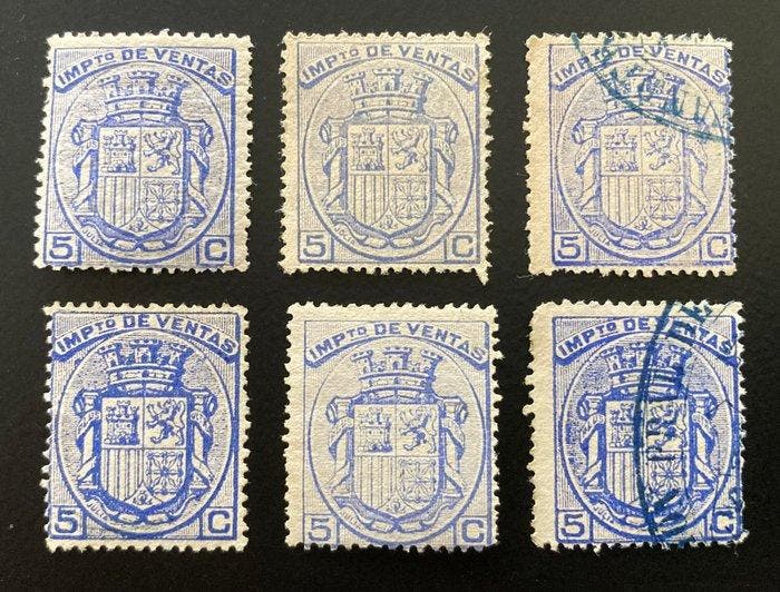 Spanje - Verkoopbelasting. Variëteit in kleur/papier en, Postzegels en Munten, Postzegels | Europa | Spanje