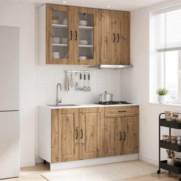 vidaXL Keukenblok KALMAR 4 st Artisanaal eiken Bewerkt hout, Verzenden, Nieuw