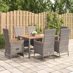 vidaXL 7-delige Tuinset met kussens poly rattan grijs, Verzenden, Tuinset