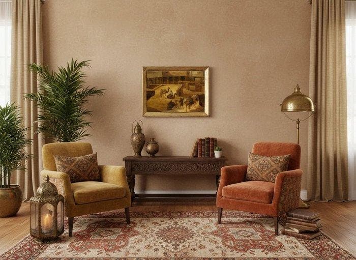 École Orientaliste (c. 1860) - Porteurs Égyptiens devant les, Antiek en Kunst, Kunst | Schilderijen | Klassiek