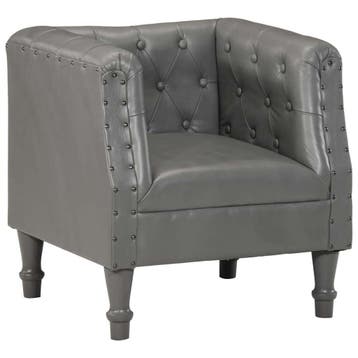 vidaXL Fauteuil echt leer grijs, Huis en Inrichting, Fauteuils, Verzenden, Nieuw