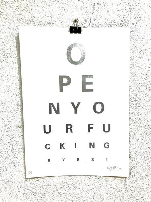 Alex Bucklee (XX) - Eye Test - Silver Hot Foil, Antiek en Kunst, Kunst | Schilderijen | Modern