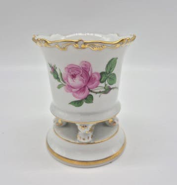 Meissen - Kleine Prunkvase Rote Rose, 1. Wahl - Vase -