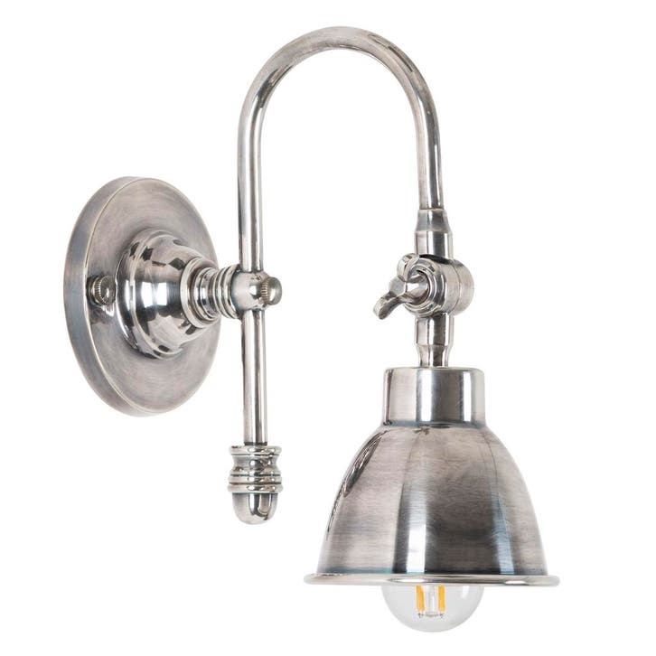 Wandlampen Messing Wandlamp Pasco Antiek Zilver, Huis en Inrichting, Lampen | Wandlampen, Verzenden