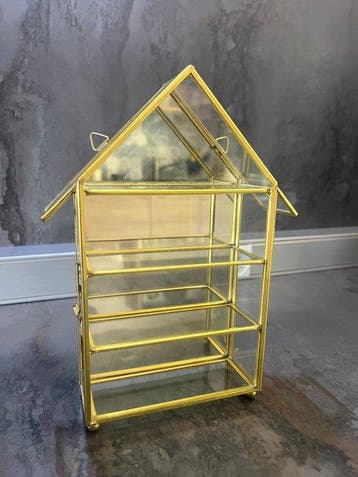 Vitrinekast - Glas en messing, Antiek en Kunst