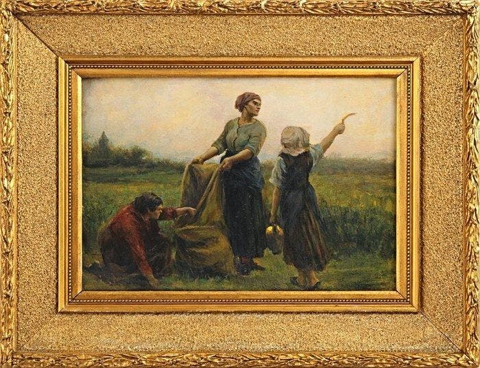 Jules Breton (1827-1906), Kring van - Spigolatrici, Antiek en Kunst, Kunst | Schilderijen | Klassiek