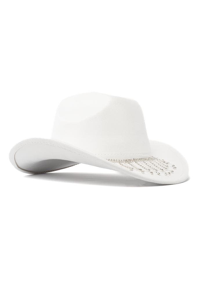 Cowboyhoed Wit Strass Steentjes Ketting Witte Cowgirl Wester, Kleding | Dames, Carnavalskleding en Feestkleding, Nieuw, Ophalen of Verzenden