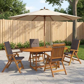 vidaXL 5-delige tuin eetset Naturel Massief Acacia Hout, Verzenden, Nieuw