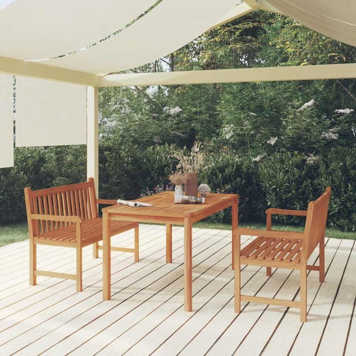 vidaXL 3-delige Tuinset massief teakhout, Tuin en Terras, Tuinsets en Loungesets, Tuinset, Nieuw, Verzenden