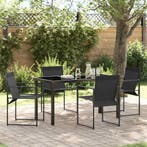 vidaXL Tuin Eettafel Set 5 pcs Zwart Textilene en Staal, Verzenden, Nieuw