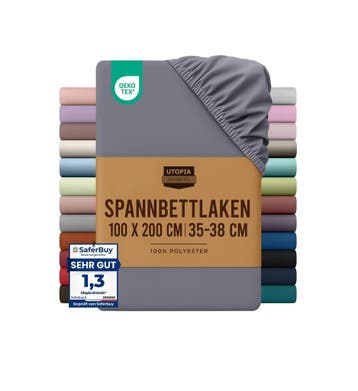 Utopia Bedding - Hoeslaken 100x200cm - Grijs (Slaapkamer), Maison & Meubles, Ophalen of Verzenden