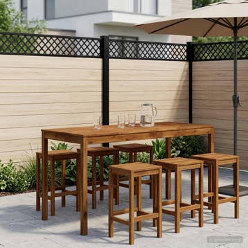 vidaXL Tuin Bar Tafel Naturel 196 x 80,5 x 105 cm Massief, Verzenden