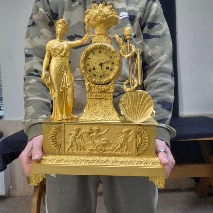 Figurale pendule Louis Philippe - Verguld brons - 1820 -, Antiquités & Art, Antiquités | Horloges