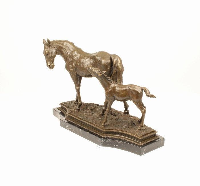Beeld, Paarden standbeeld 55 cm / 18.7 kg - 36 cm - Brons,, Antiek en Kunst, Curiosa en Brocante