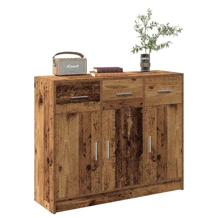 vidaXL Dressoir 91x28x75 cm bewerkt hout oud houtkleurig, Huis en Inrichting, Kasten | Dressoirs, Nieuw, Verzenden