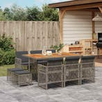 vidaXL 11-delige Tuinset met kussens poly rattan grijs, Verzenden, Nieuw, Tuinset