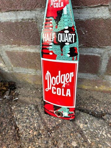 Dodger Cola vintage – panneau publicitaire émaillé, en forme, Antiquités & Art