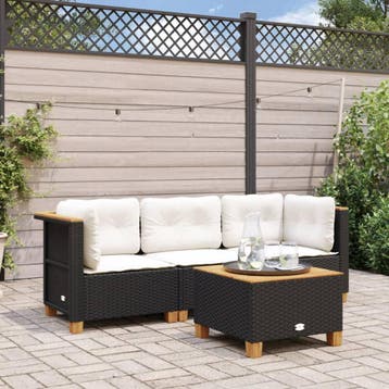 vidaXL Tuinbank 3-zits met kussens poly rattan zwart, Verzenden