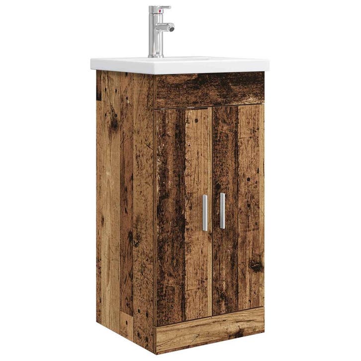 vidaXL Badkamer Vanity met Wastafel Oud hout 42 x 40 x 84,5, Maison & Meubles, Tables | Coiffeuses, Envoi