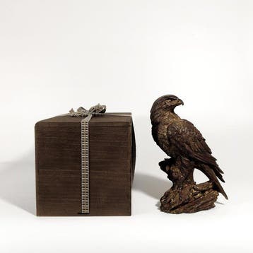 Eagle on Rock Bronze Ornament (), Original Paulownia Box
