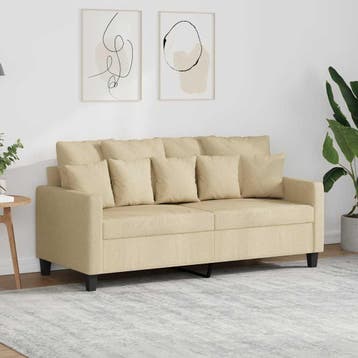 vidaXL Tweezitsbank / zetel 140 cm stof crèmekleurig, Verzenden, Nieuw