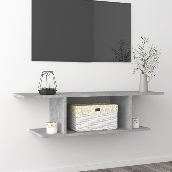 vidaXL Tv-wandmeubel 103x30x26,5 cm betongrijs, Huis en Inrichting, Kasten |Televisiemeubels, Nieuw, Verzenden