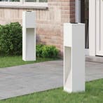 vidaXL Zonne LED Padverlichting 2 pcs Wit Koud Gewalst Staal, Verzenden, Nieuw