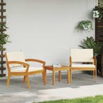 vidaXL Tuinstoel met kussen 2 pcs Olie Natuurlijk Massief, Verzenden
