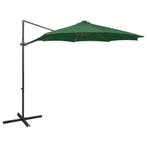 vidaXL Zweefparasol met paal en LED-verlichting 300 cm groen, Tuin en Terras, Verzenden, Nieuw