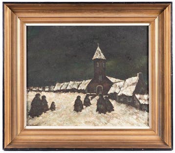 Julien Mettenanxt (1922–1988) - Sfeervol winterlandschap met, Antiek en Kunst