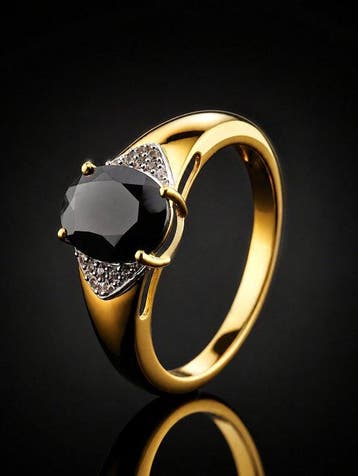 Zwarte onyxring - 925 sterlingzilver - goud verguld