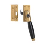 Raamsluiting getrommeld messing met slot Klassiek recht -..., Doe-het-zelf en Bouw, Ophalen of Verzenden, Nieuw, Koper of Messing