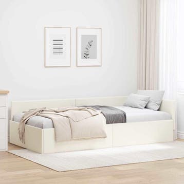 vidaXL Hoek Bed Frame Crème 90 x 200 cm fluweel, Verzenden