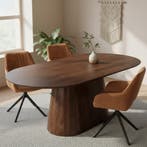 Mangohouten Eettafel Mick capsule bruin 210×100 cm, Maison & Meubles, Verzenden