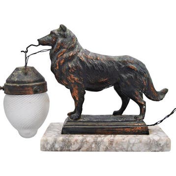 Lampe de table - Sculpture de chien - Laiton, Métal