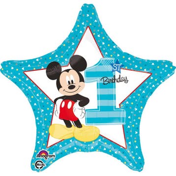Mickey Mouse Helium Ballon Ster 1 jaar 43cm leeg, Verzenden
