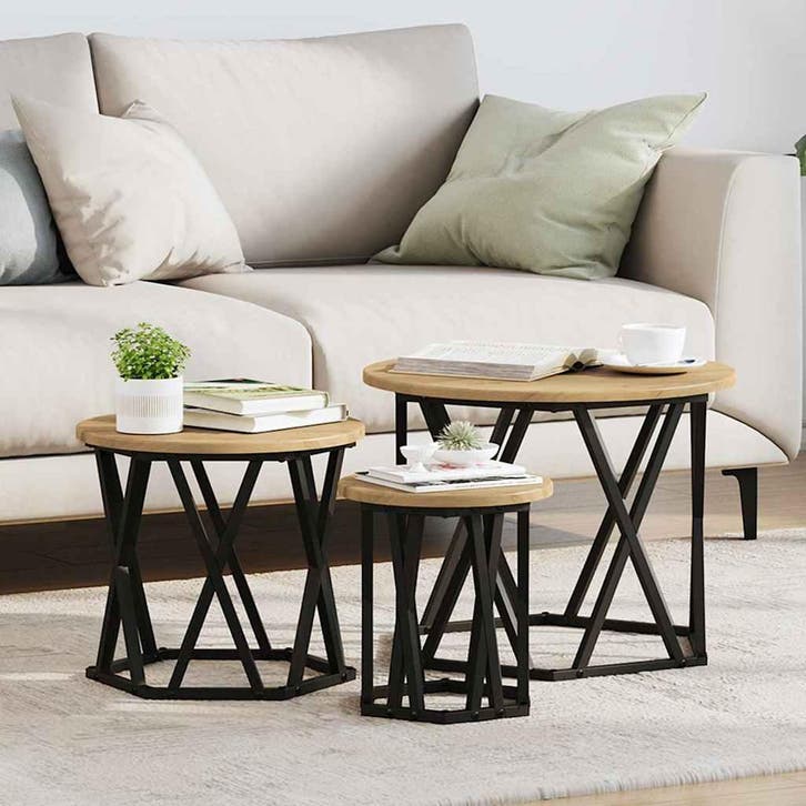 vidaXL Nestende Side Table 3 pcs Artisan Eiken, Maison & Meubles, Tables | Tables de salon, Envoi