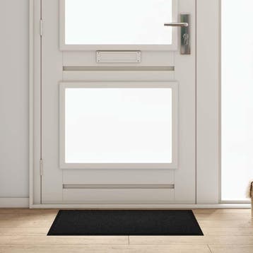 vidaXL Deurmat Zwart 60 x 80 x 1.2 cm Teddy Stof, Tuin en Terras, Deurmatten, Verzenden, Nieuw