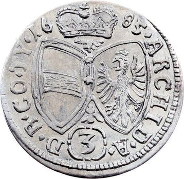 Oostenrijk. Leopold I. 3 Kreuzer 1685, Postzegels en Munten