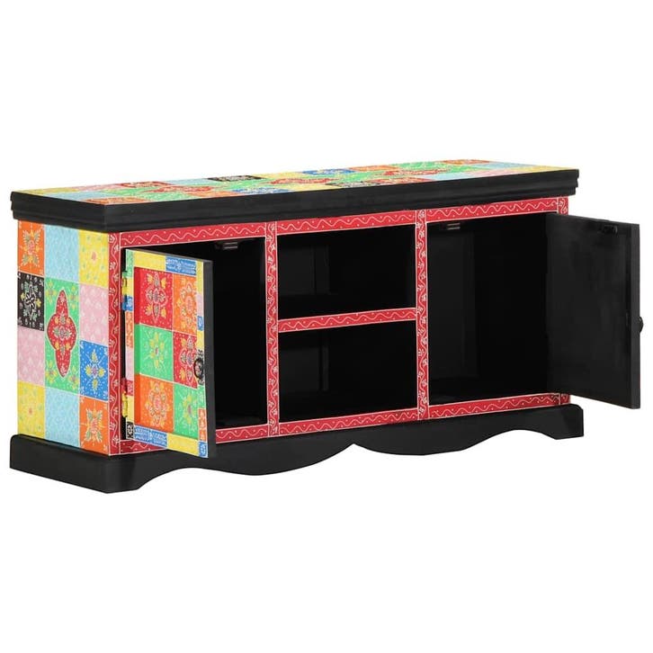 vidaXL TV Kast 100 x 35 x 50 cm Multikleur Massief Mango, Huis en Inrichting, Kasten |Televisiemeubels, Nieuw, Verzenden