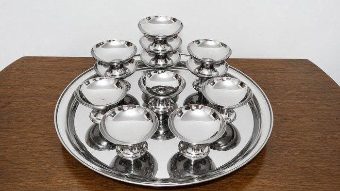 Pour 12 personnes - Dessertservies (13) - Rare ensemble très, Antiek en Kunst, Antiek | Meubels | Tafels