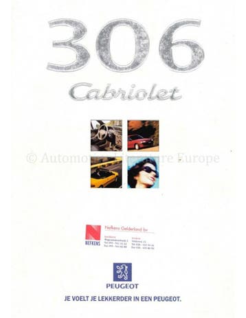1998 PEUGEOT 306 CABRIOLET BROCHURE NEDERLANDS